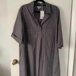 COS tent dress, sleeves, pockets, gray brown khaki